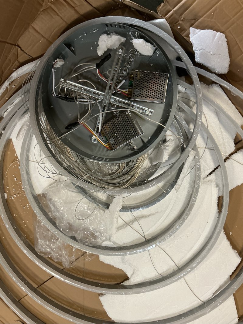 Condition photo showing As Is for 196.85" Gold Modern Chandelier,Extra Large High Ceiling Chandelier,47.24" 8 Rings Chandelier for Entryway Staircase Gold XX-Large,D47.2",8r