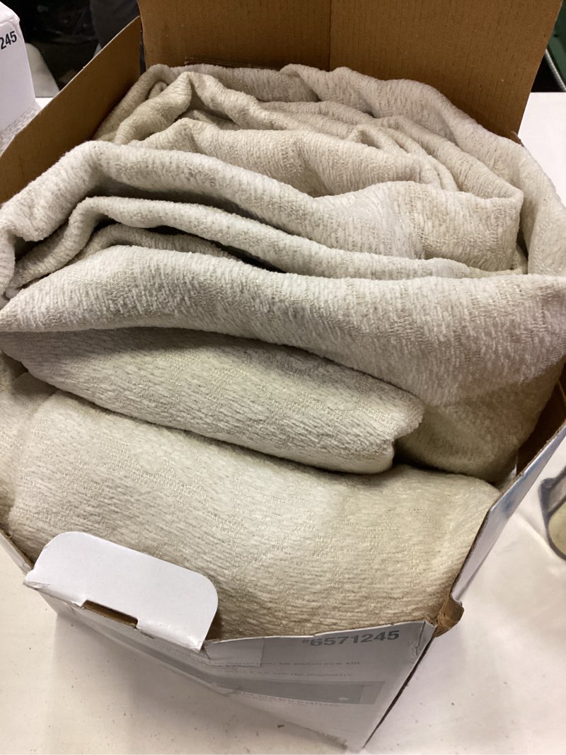 Condition photo showing Good Condition for origin 21 84-in bone room darkening interlined back tab curtain panel pair