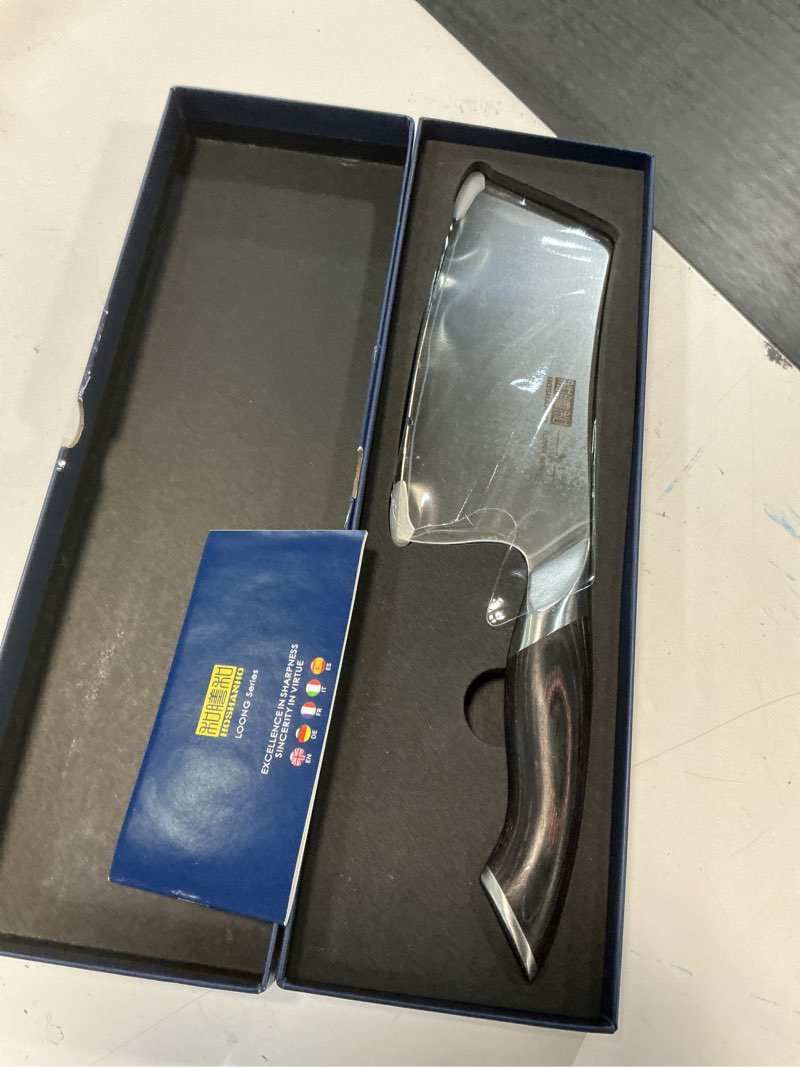 Condition photo showing Good Condition for hoshanho cleaver knife 7 inch, ultra sharp japanese high carbon steel vegetable meat cleaver, multifunction chopper butcher knife for home kitchen and restaurant 7"