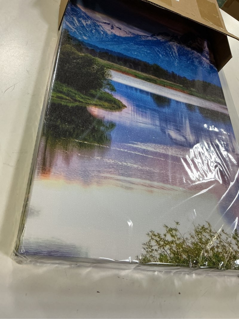Condition photo showing New/Like New for skasnfai fantastic 5 pieces grand teton national park landscape wall art mountain canvas paintings nature scenery pictures posters framed for living room bedroom ready to hang (50wx24h) 50wx24h landscape art 001