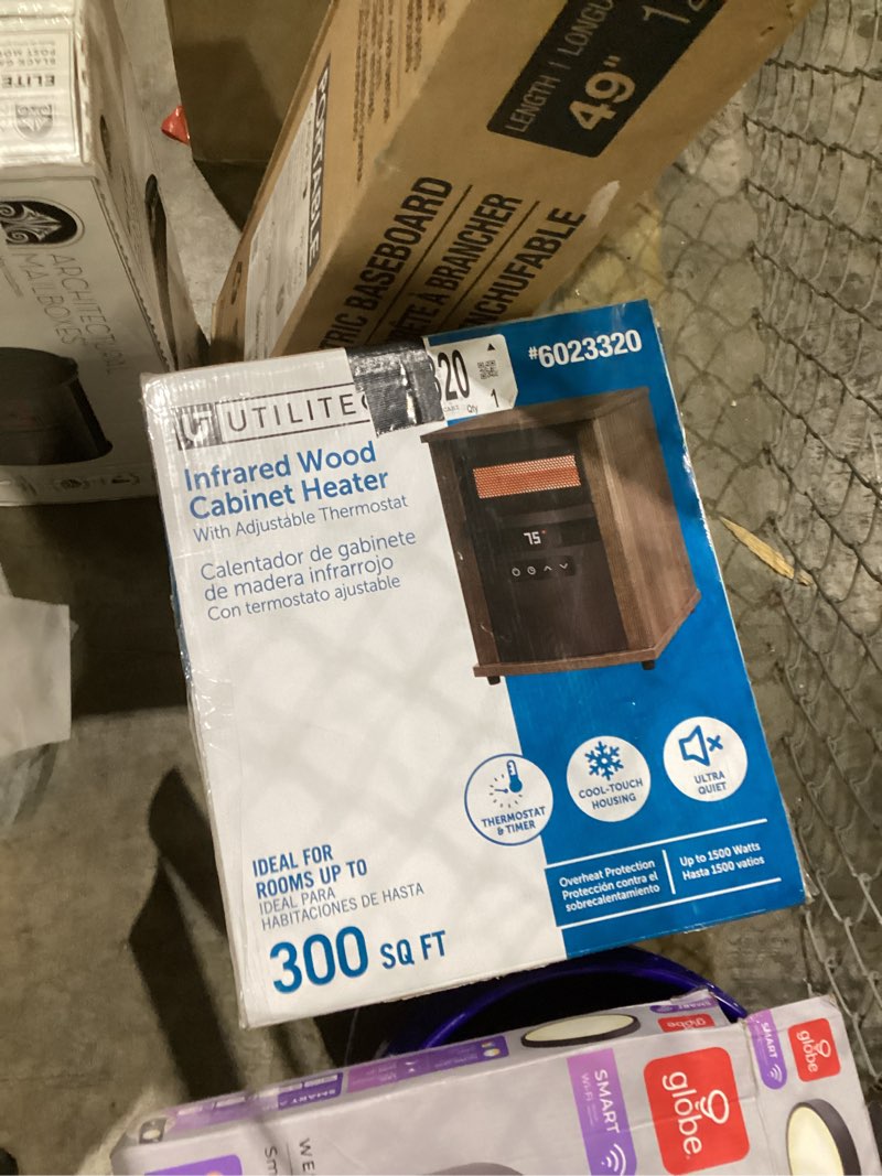 Condition photo showing As Is for Utilitech Infrared Wood Cabinet Heater with Adjustable Thermometer 6023320 (C)