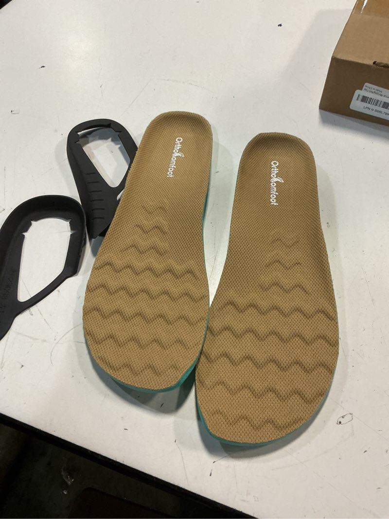 Condition photo showing Good Condition for orthocomfoot wide comfortable inserts for men- breathable orthotic work boot insoles for diabetes & flat feet, low arch support and plantar fasciitis orthopedic inserts, relief for foot, size 12 men 12 wide men (insole length 12.3 in) black