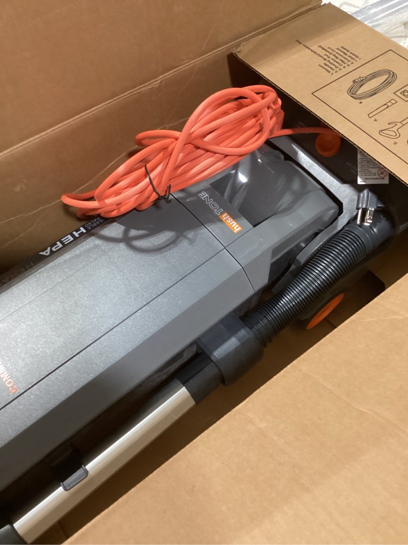 Condition photo showing As Is for Hoover Commercial HushTone Upright Vacuum Cleaner, 15 inches with Intellibelt, for Carpet and Hard Floors, CH54115, Gray
