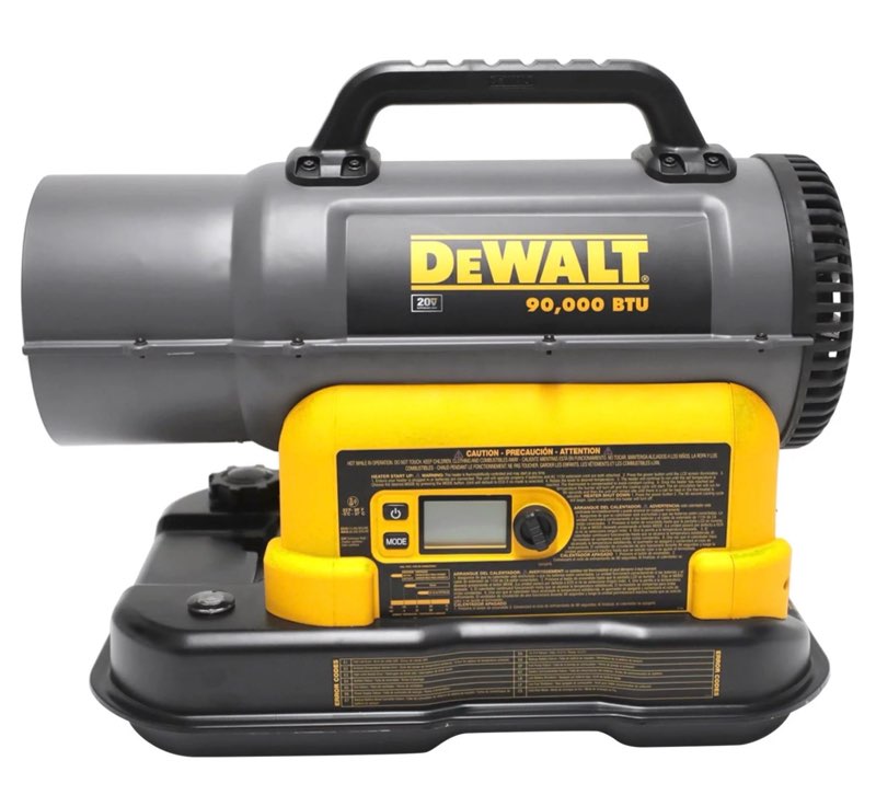  dewalt 20v max 90000 btu/h 1750 sq ft forced air diesel/kerosene heater