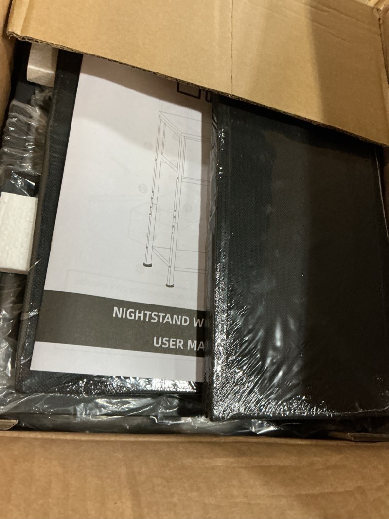 Condition photo showing New/Like New for Furologee Nightstands Set of 2, Night Stand with Fabric Drawer and Storage Shelf, Retro Bedside Sofa Tables for Small Place, End Side Tables Living Room Bedroom, Rustic Brown Rustic Brown 2