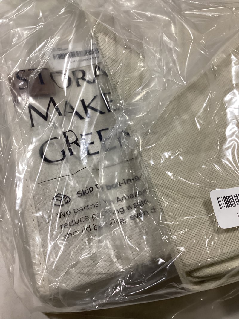 Condition photo showing Good Condition for StorageWorks Closet Storage Bins, Extra Large Storage Baskets with Clear Window and Handles, Foldable Fabric Organizer for Clothes, Shelves, Beige, 3 Pack Beige 14 ½"L x 14 ½"W x 10 ¼"H