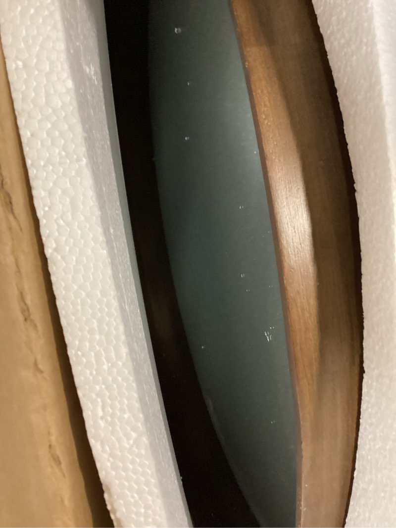 Condition photo showing Good Condition for MAGFLERUM Round Wood Mirror 30 Inch, Wall-Mounted Circle Mirrors, Suitable for Entrance, Bedroom, Living Room, Hallway, Bathroom, Vanity (Brown) Brown 30"L x 30"W