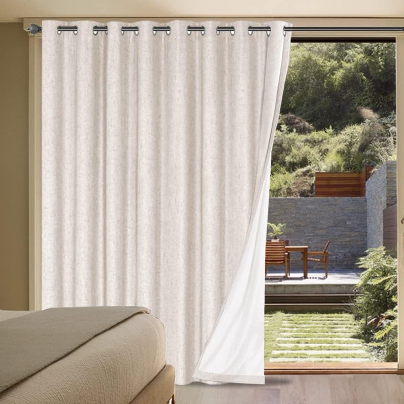 h.versailtex linen blackout curtains durable thick textured linen look 100% blackout patio door curt