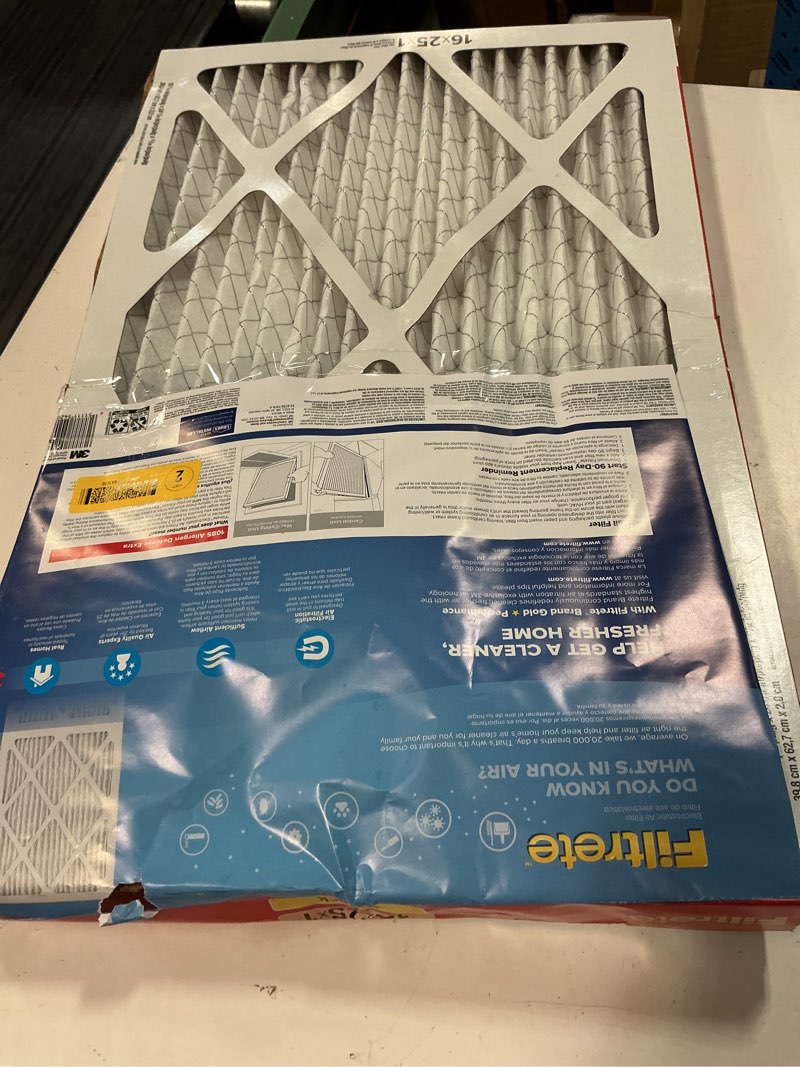 Condition photo showing Good Condition for filtrete 2-pack micro allergen extra reduction electrostatic pleated air filters (common: 16-in x 25-in x 1-in; actual: 15.7-in x 24.7-in x 1-in)