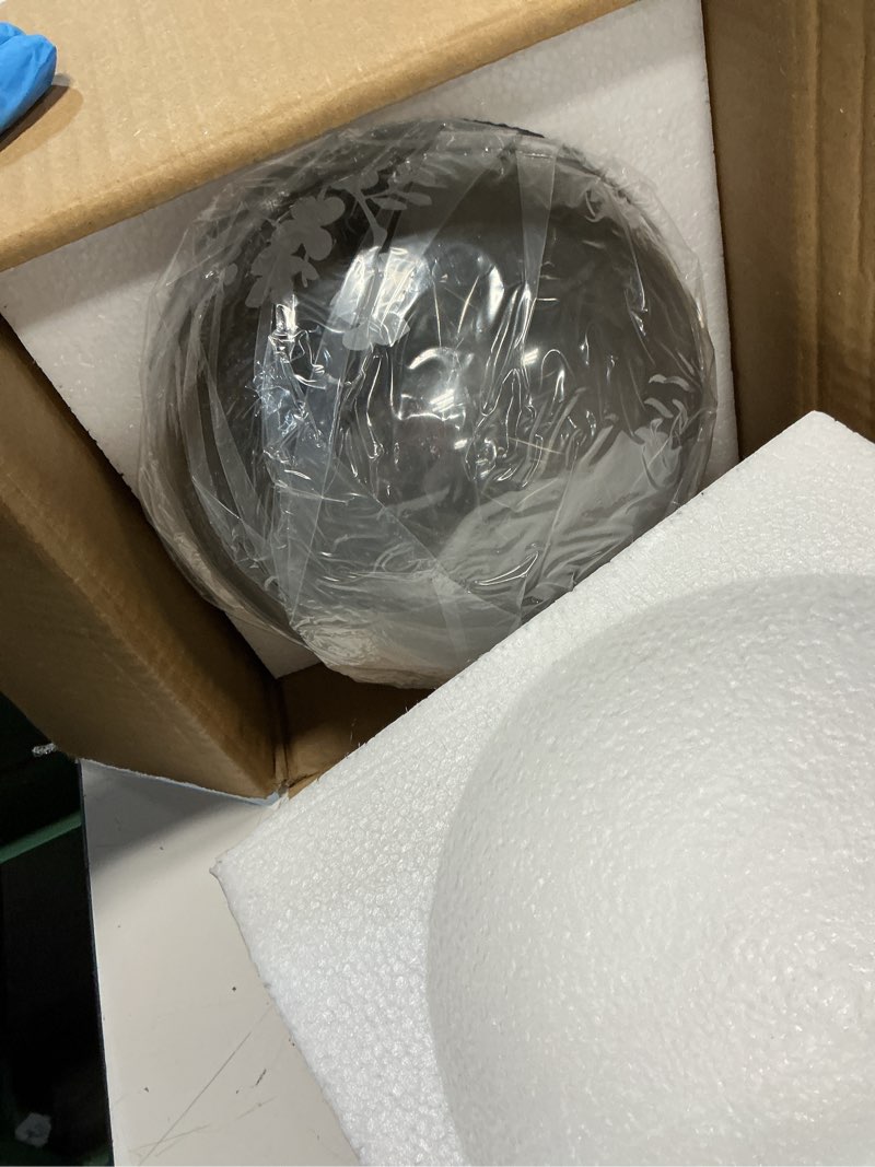 Condition photo showing New/Like New for 7.8 inch ball table lamp with glass shade stylish ball light lamp for bedroom living room and bookshelf modern design perfect for home decor, without bulb (grey flower) grey flower 8 inch