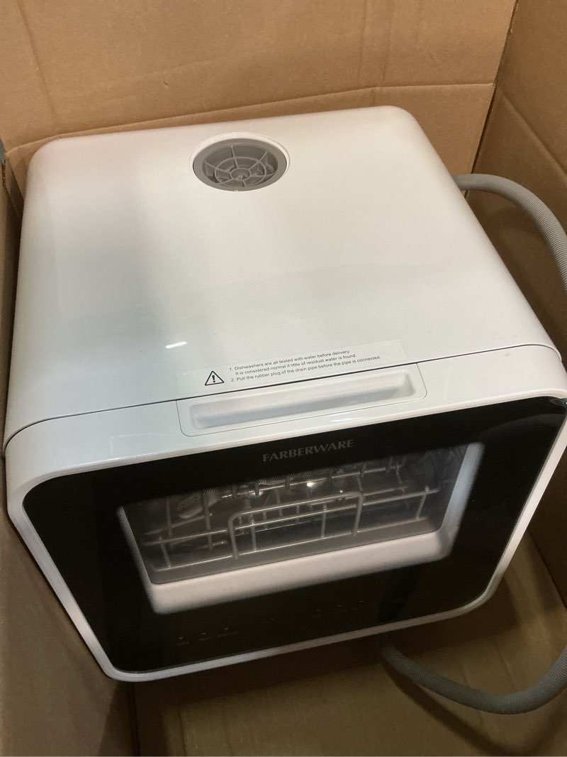 Condition photo showing As Is for Farberware Countertop Dishwasher with 5L Water Tank Portable Dish Washer for Homes & RVs