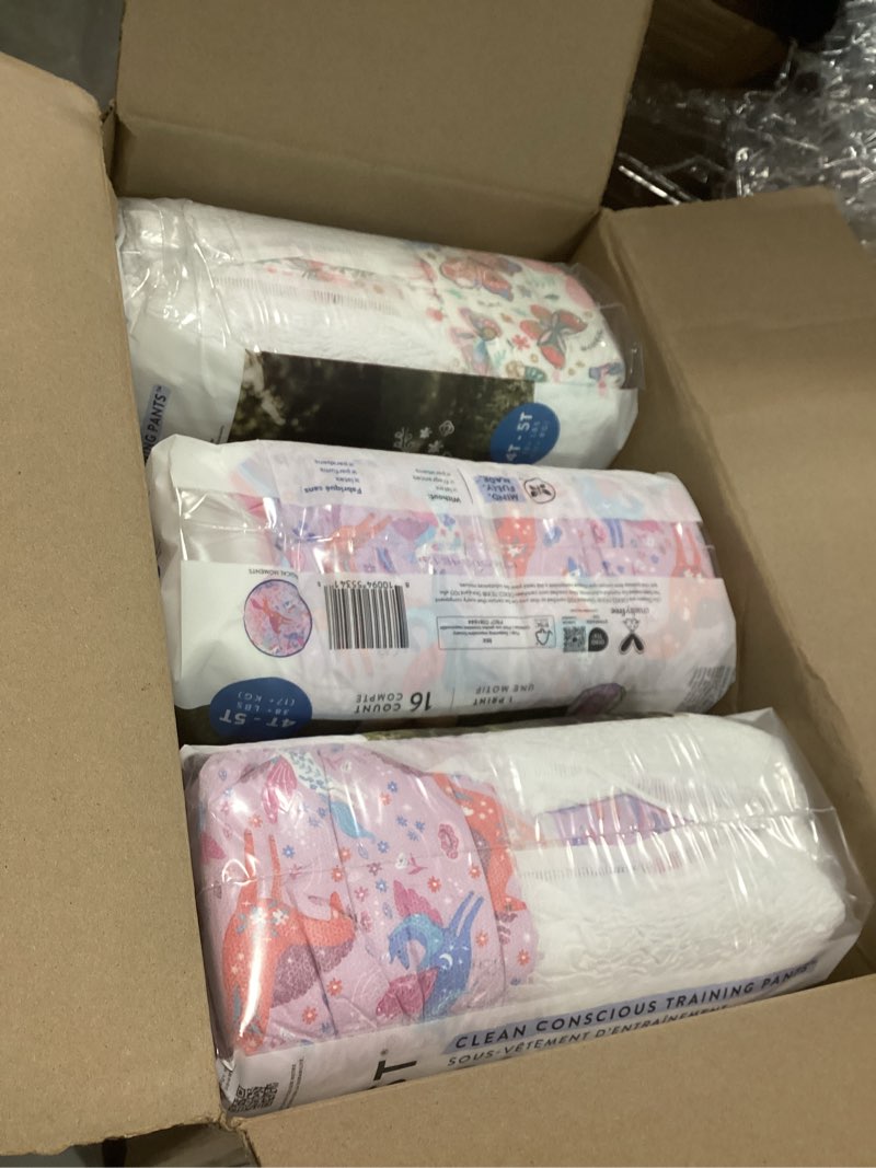Condition photo showing Good Condition for The Honest Company Clean Conscious Diapers for Delicate Skin | Up to 100% Leakproof | Hypoallergenic, Fragrance Free | Girl Prints | Club Box, Size 4 (22-37 lbs), 54 Count (Prints May Vary) Size 4 (54 Count) Wild Thang + All the Alpacas