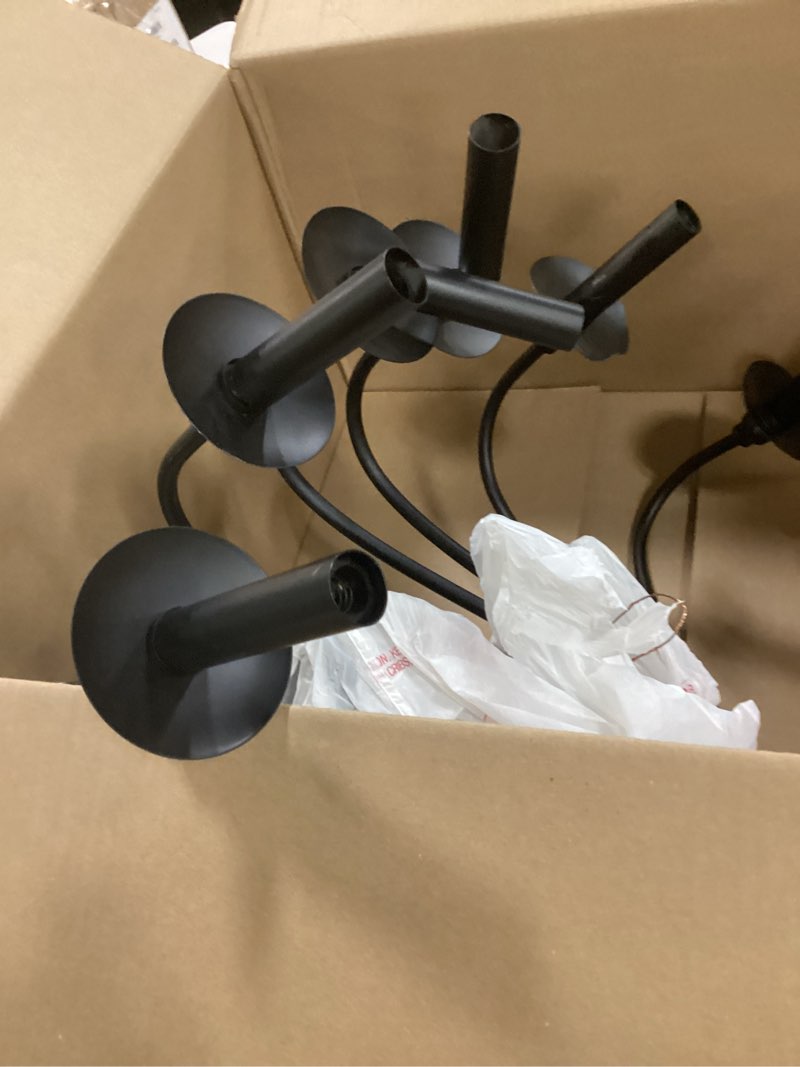 Condition photo showing As Is for ((INCOMPLETE))HomePlace Lighting 448951MB Presley Transitional Minimalistic Round Chandelier, 5-Light 300 Total Watts, 23\" H x 31\" W, Black 5-Light Black