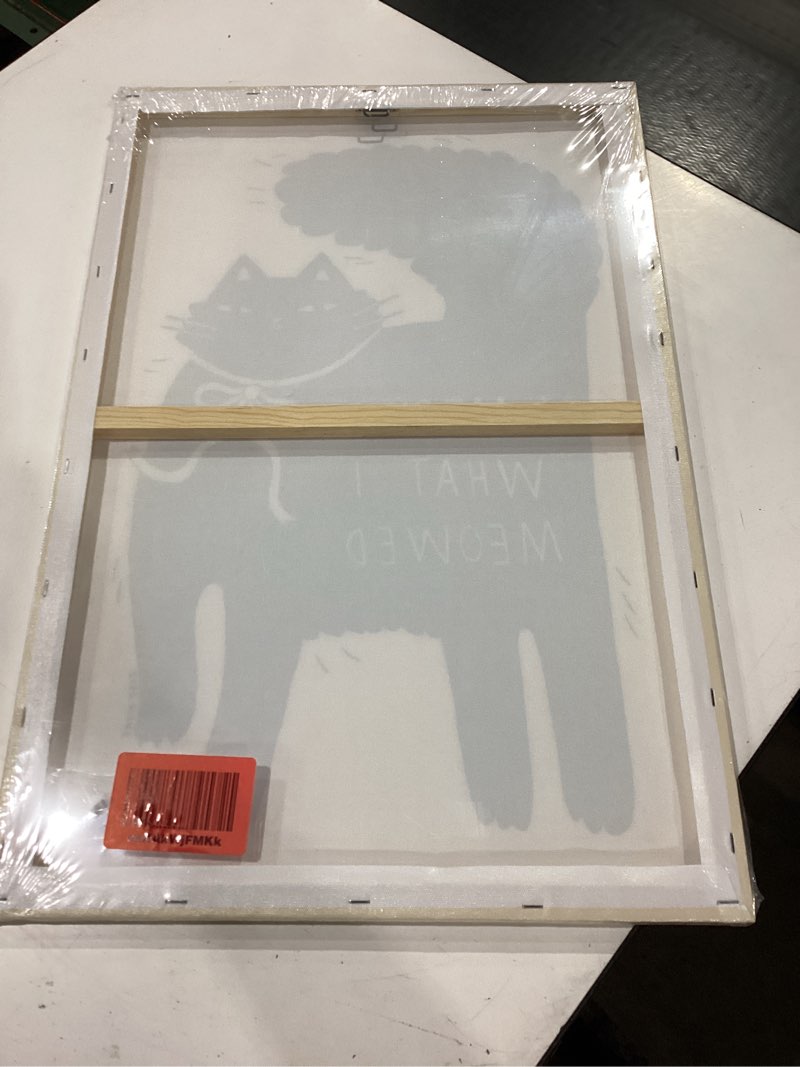 Condition photo showing New/Like New for black cat canvas wall art cute cat wall decor painting picture i meow poster print funny animal artw