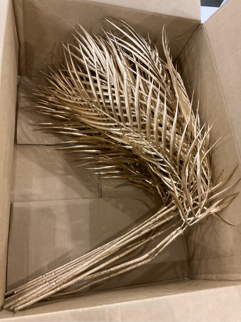 29” Large Gold Palm Leaves Palm Fronds Tropical Leaves Areca Palm Branches Artificial Palm Leaves wi