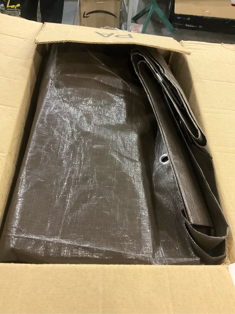 Amazon Basics Multi Purpose Waterproof Poly Tarp Cover, 20 X 20 FT, 10MIL Thick, Brown/Silver, 1-Pac