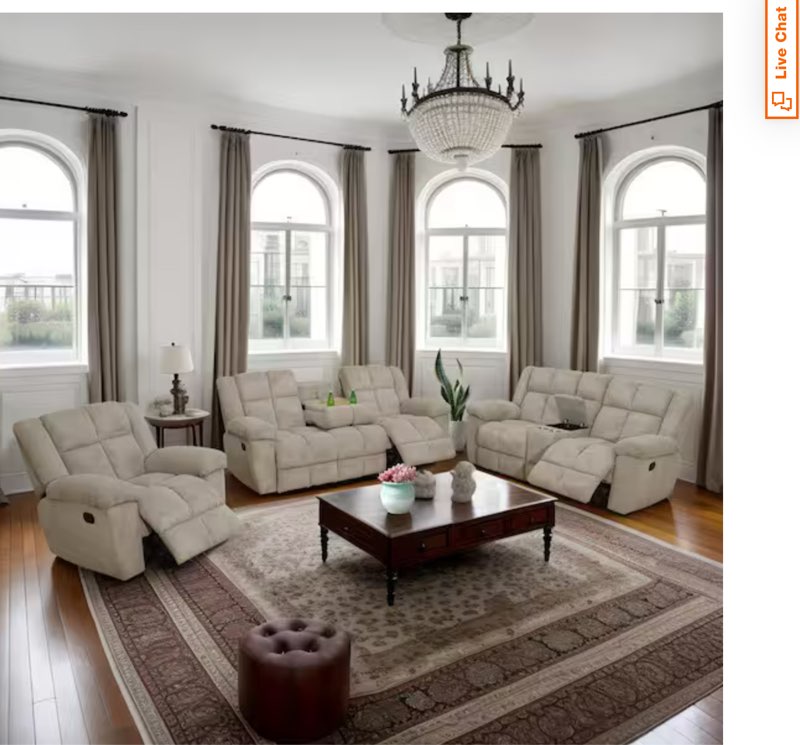 ( incomplete box  1 of 3) Microfiber 2-Piece Living Room Recliner Set Sofa And Loveseat Upholstery Material: Beige Corduroy