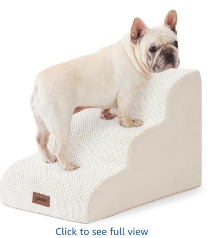 (Similar)Dog Stairs for Small Dogs - Pet Stairs for Couch and Bed, 35D Foam Dog Steps Ramp with Non-Slip Bottom Beige, 3 Steps