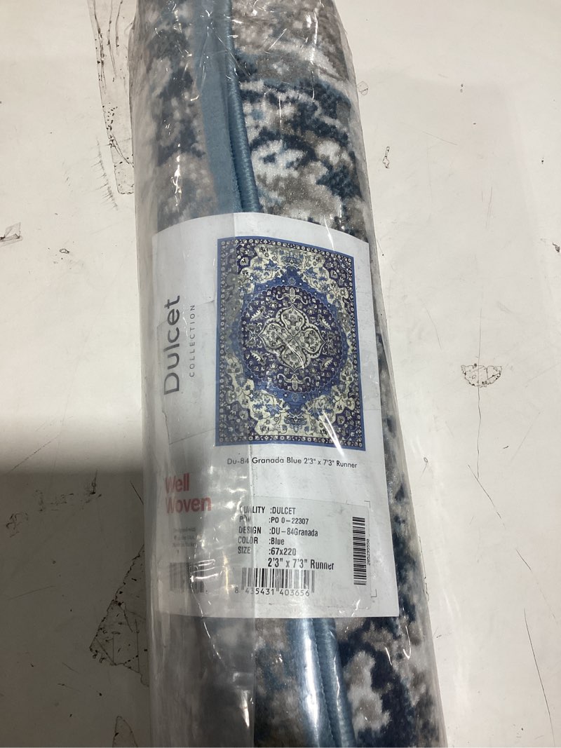 Condition photo showing New/Like New for Well Woven Granda Blue Traditional Oriental Medallion Floral Runner Rug 2x7 (2'3" x 7'3") 2'3" x 7'3" (Rectangular) Blue