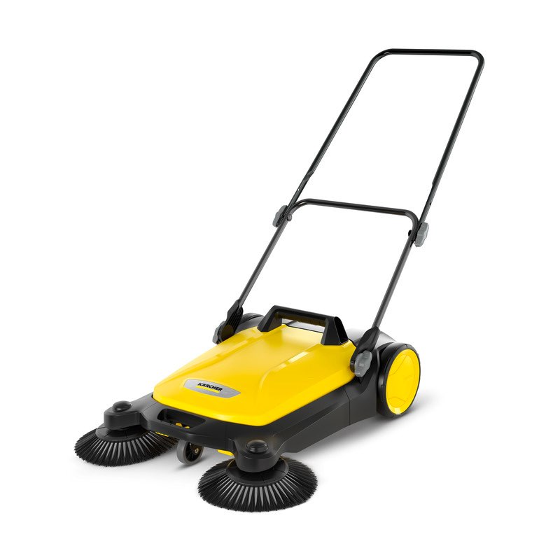 The S 4 Twin sweeps large areas up to 5X quicker than a push broom. Dual side brushes allow you to sweep right up to edges. Push-powered, quiet operation. The successor to our popular S 650.