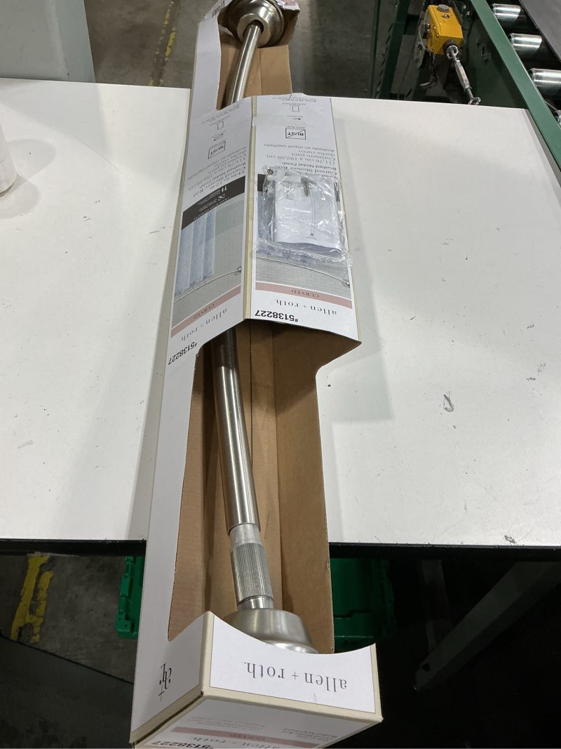 Condition photo showing Good Condition for allen + roth 44-in to 72-in brushed nickel fixed or tension single curve adjustable shower curtain rod