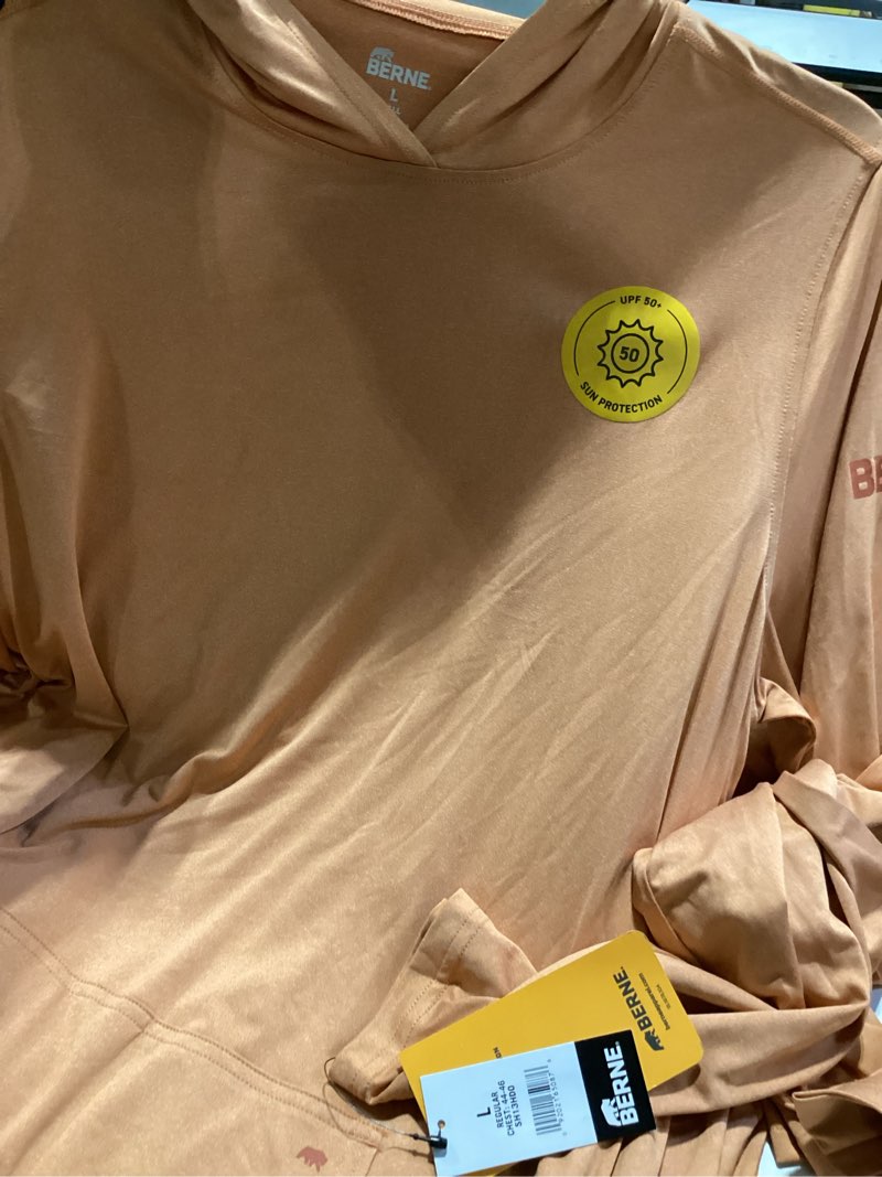 Condition photo showing Good Condition for BERNE APPAREL Men's Orange Light weight Jersey Long sleeve Solid Hoodie ( L )