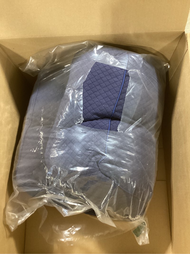 Condition photo showing As Is for HOMBYS Shredded Memory Foam Knee Pillow for Side Sleepers, 6.5" Height Pillow Between Legs for Aligns Spine & Relieves Pressure Hip & Leg Elevation, Supportive Pillow for Pregnancy, Sciatica, Navy Height-6.5" Navy Blue