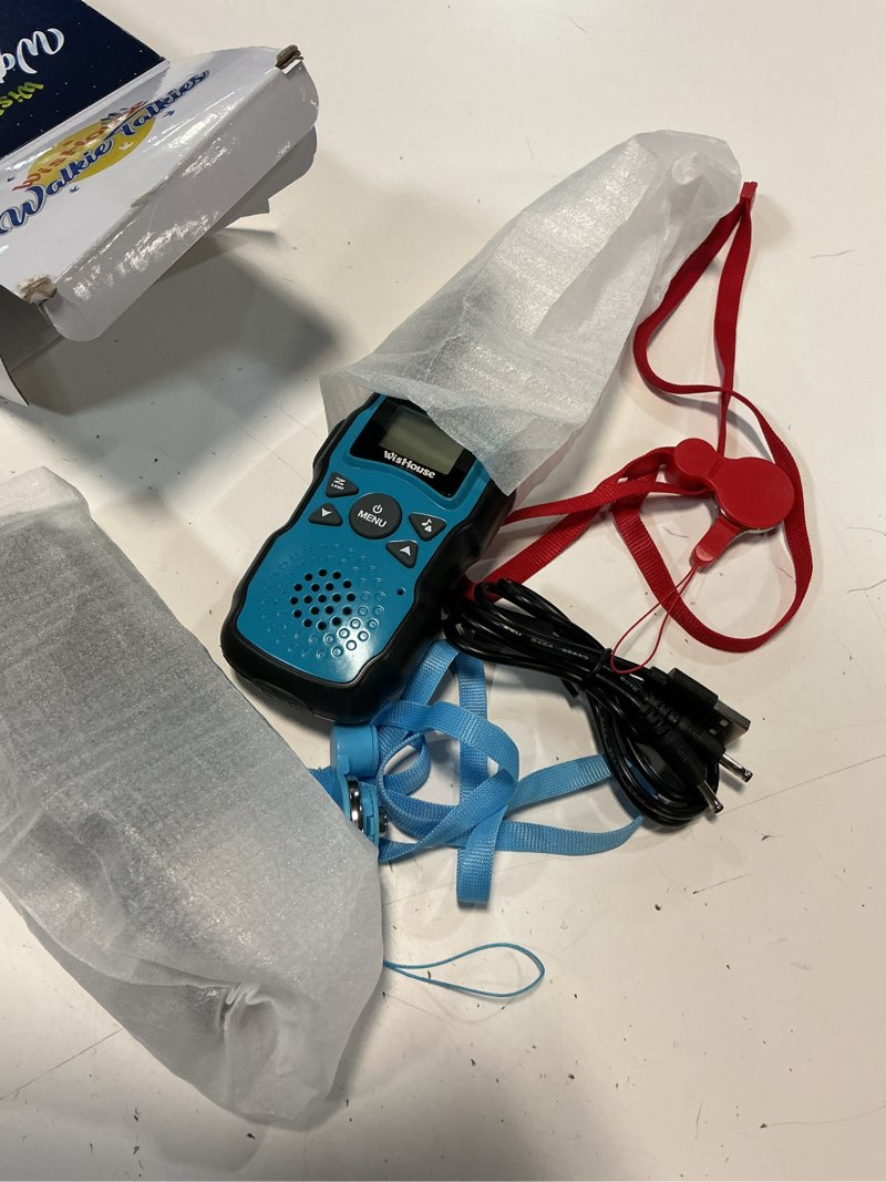 Condition photo showing New/Like New for wishouse walkie talkies for kids rechargeable with usb charger 6000mah battery,outdoor camping games with flashlight lanyard,toys for girls,halloween xmas birthday gift for children 2 pack red blue