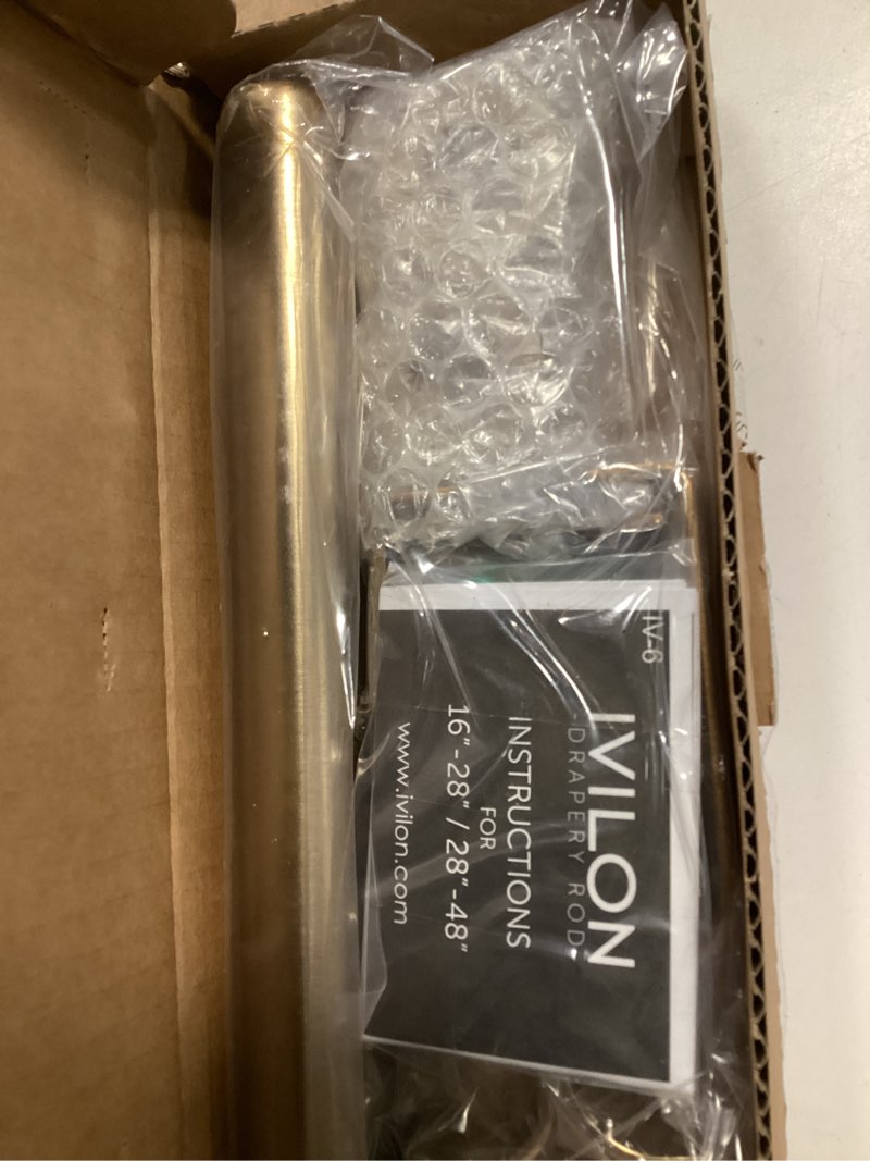 Condition photo showing New/Like New for ivilon drapery window curtain rod - end cap style design 1 inch pole. 28 to 48 inch color warm gold 28 to 48 in.