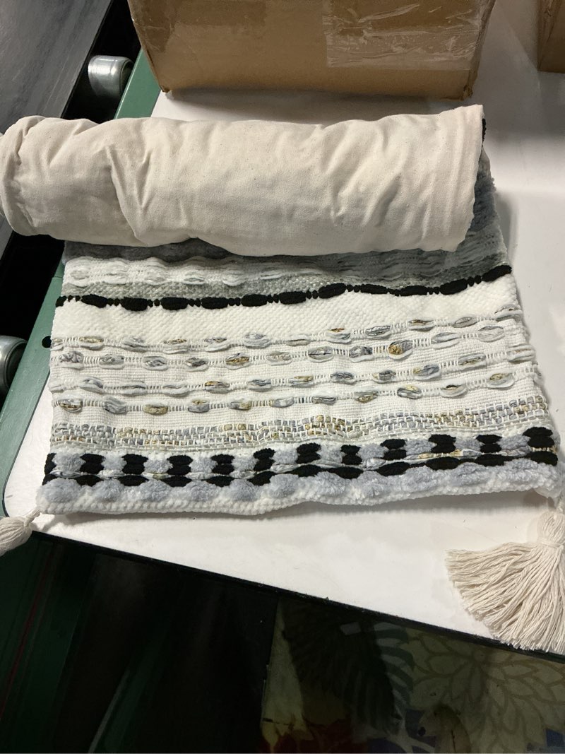 Condition photo showing Good Condition for kevin textile 14x36 inch long lumbar pillow cover 1 pack boho decorative rectangle cushion case throw soft chenille thread woven tufted textured farmhouse accent for living room couch sofa bed, black 36" x 14" (pack of 1) black
