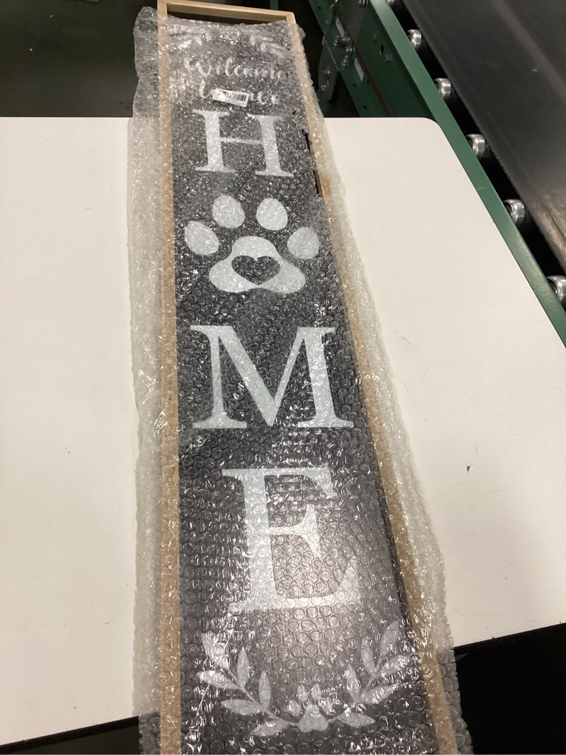 Condition photo showing Good Condition for Welcome To Our Home Sign For Front Porch Standing 45"X9" Large Rustic Farmhouse Outdoor Tall Wood Framed Vertical Paw Print Welcome Signs Modern Outside Front Door Wall Decor (Wood Black)