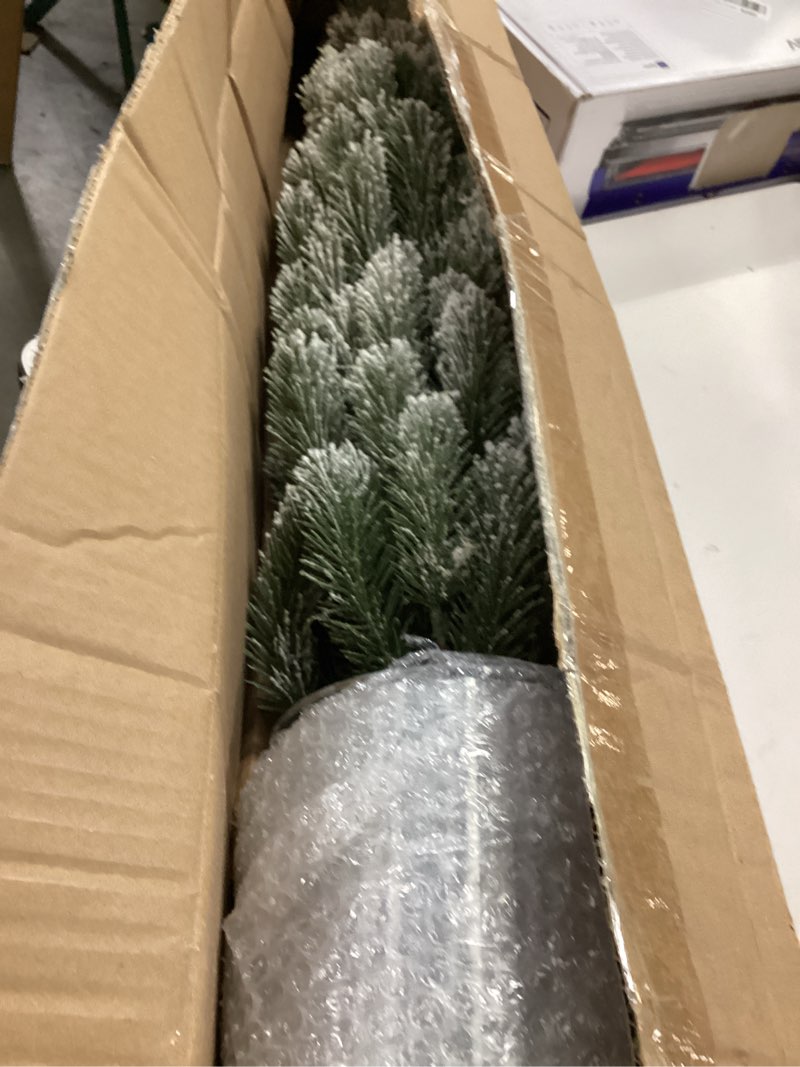 Condition photo showing Good Condition for Nearly Natural 3ft. Flocked Christmas Artificial Pine Tree in Tin Planter