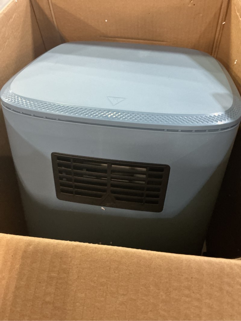 Condition photo showing As Is for nuwave brio plus 6-in-1 air fryer, 7-qt large capacity, 50°f–400°f precise temp control, non-toxic pfas-free nonstick, air fry, bake, roast, toast, dehydrate, reheat, 100 presets, dishwasher safe cozy blue 7qt