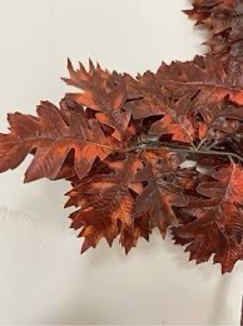 10Pcs Artificial Oak Leaves Branches Fake Fall Leaves Stems Plants Shiny Faux Oak Leaf Bushes Shrubs for Home Kitchen Decor Autumn Thanksgiving Fireplace Festival Party Decorations Red