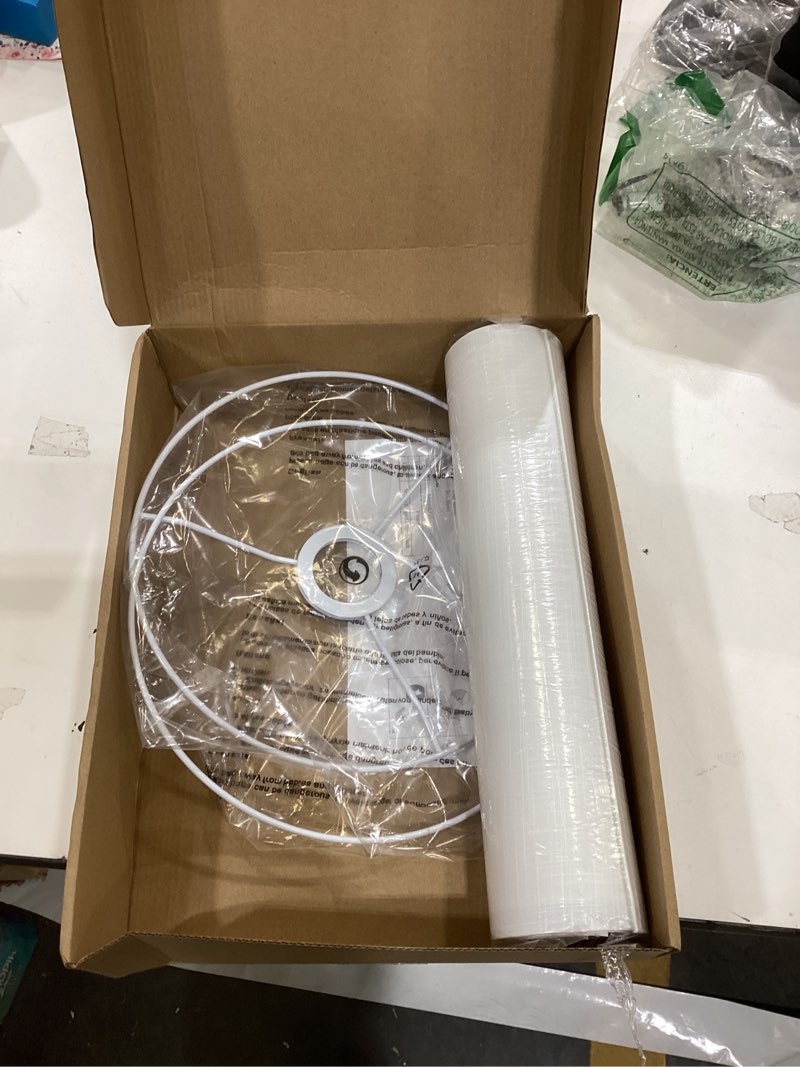 Condition photo showing Good Condition for White Linen Tall Drum Lampshade, 10" Top x 10" Bottom x 13" High Lamp Shade, Lamp Shade Replacement for Table and Floor Lamps, Pendant Light, Handcrafted Lampshade, Easy Assembly