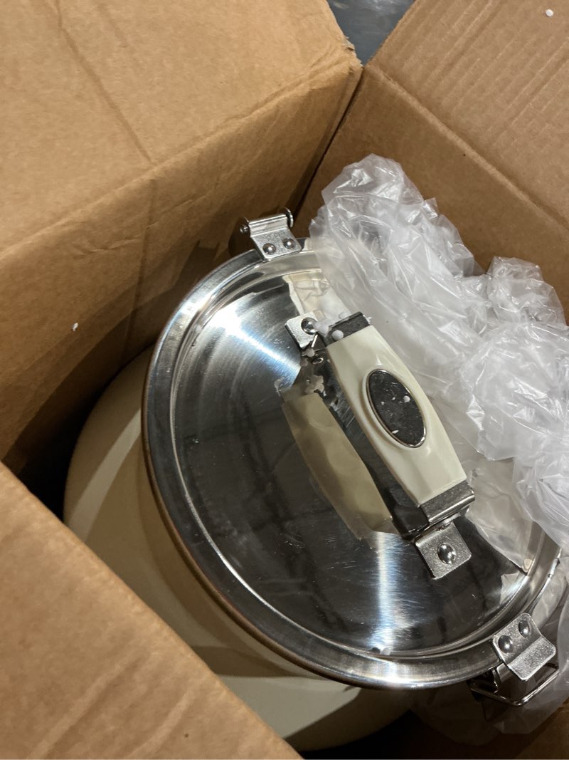 Condition photo showing Good Condition for dog-cat food storage container 40 lb/38 qt, large stainless steel pet food bin with airtight lid & scoop included, durable 304 metal storage for dogs & cats