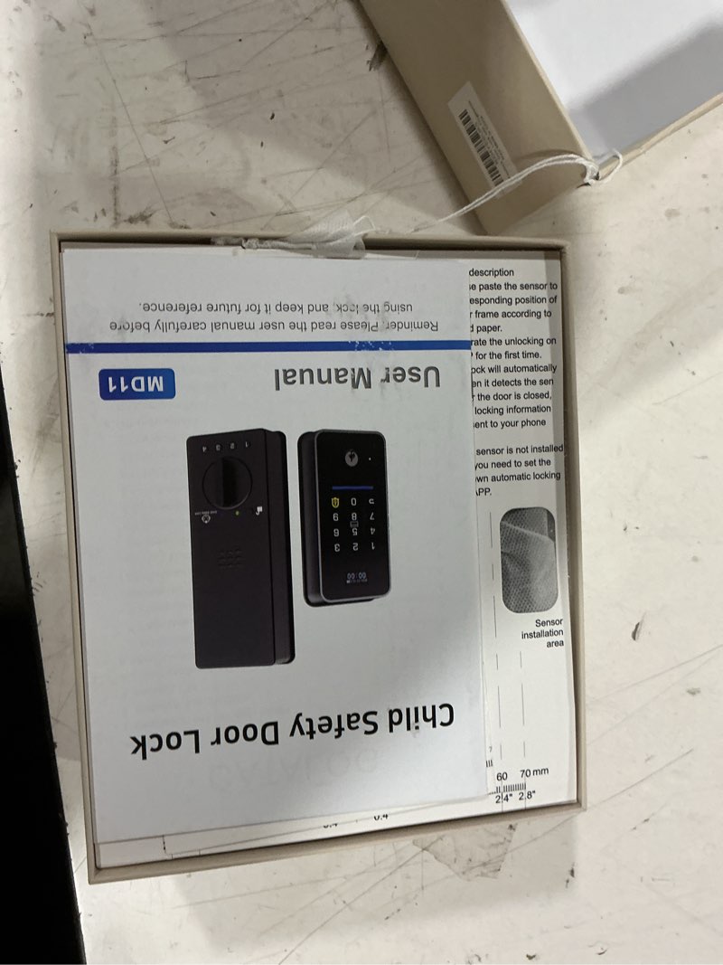 Condition photo showing As Is for door lock with fingerprint, built-in wifi deadbolt lock app remote control, child safty door lock mode button electronic digital biometric, waterproof keypad code rfid front door lock set
