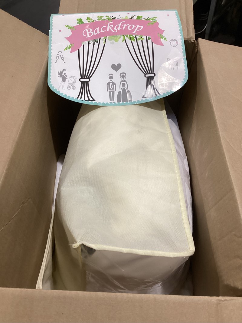 Condition photo showing Good Condition for white ceiling drapes with lights string for weddings, 6 panels 5ftx20ft sheer tulle backdrop photo background drapes for wedding ceremony birthday party arch decoration 60"w x 240"l (pack of 6) white ceiling drapes + lights string