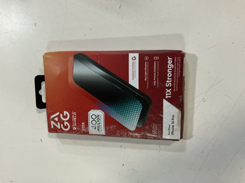 Condition photo showing New/Like New for zagg xtr4 screen protector for iphone 16 pro - 11x stronger tempered glass, blue light filtration, anti-reflective technology, graphene reinforced, invisibleshield, easy dust-free installation