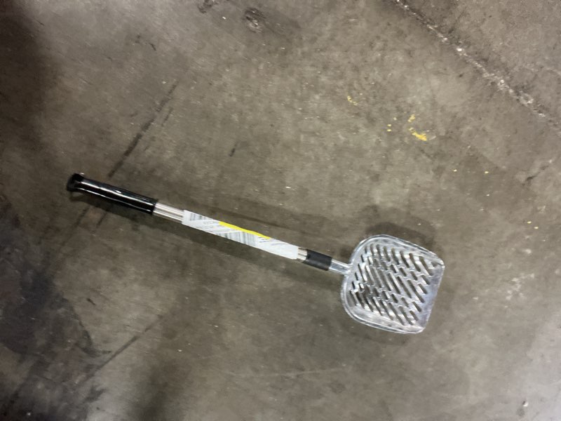 Condition photo showing As Is for vibrant life aluminum cat litter scoop, extended long handle & deep shovel, silver, metal litter scoop with comfortable grip