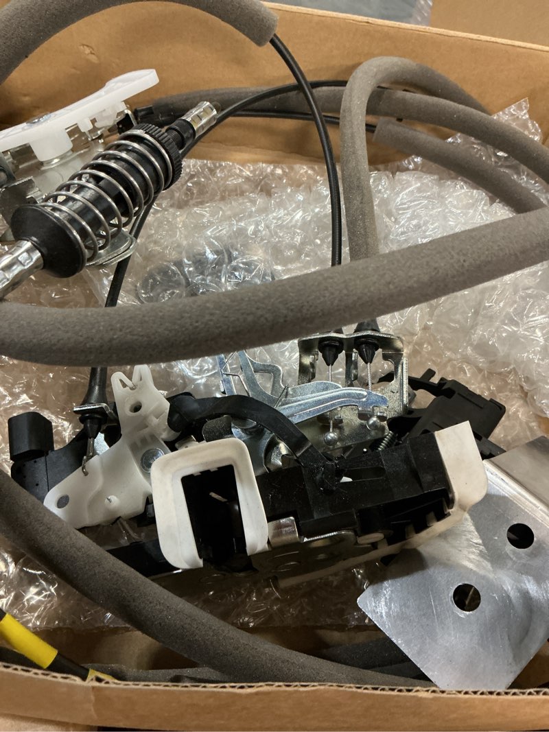 Condition photo showing As Is for right side sliding door lock actuator latch cable compatible for 2015-2020 ford transit-150, transit-250, transit-350, transit-350 hd & thomas transit liner ck4z61264a00b/d right side sliding door 1