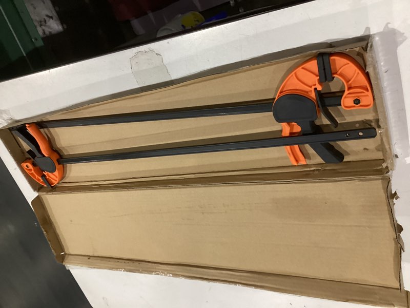 Condition photo showing Good Condition for quick release ratchet bar clamps for woodworking (2 pieces set 24'') - light duty adjustable one-handed clamp for woodworking & furniture manufacturing & assembly 2pack 24"