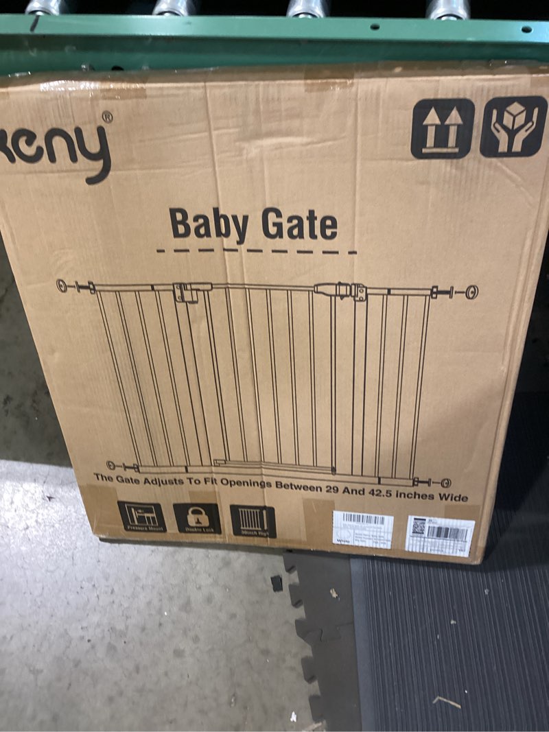 Condition photo showing Good Condition for keny 29"-42.5" baby gate for stairs, auto close safety dog gate, pressure mounted easy walk through 