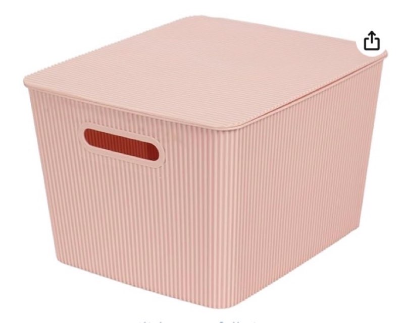 Glad Storage Baskets with Lids - Set of 1 pcs  Stackable Plastic Boxes with Handles - Decorative Shelf Organizer Bins for Bathroom and Closet, Pink, 4.7 Gallon