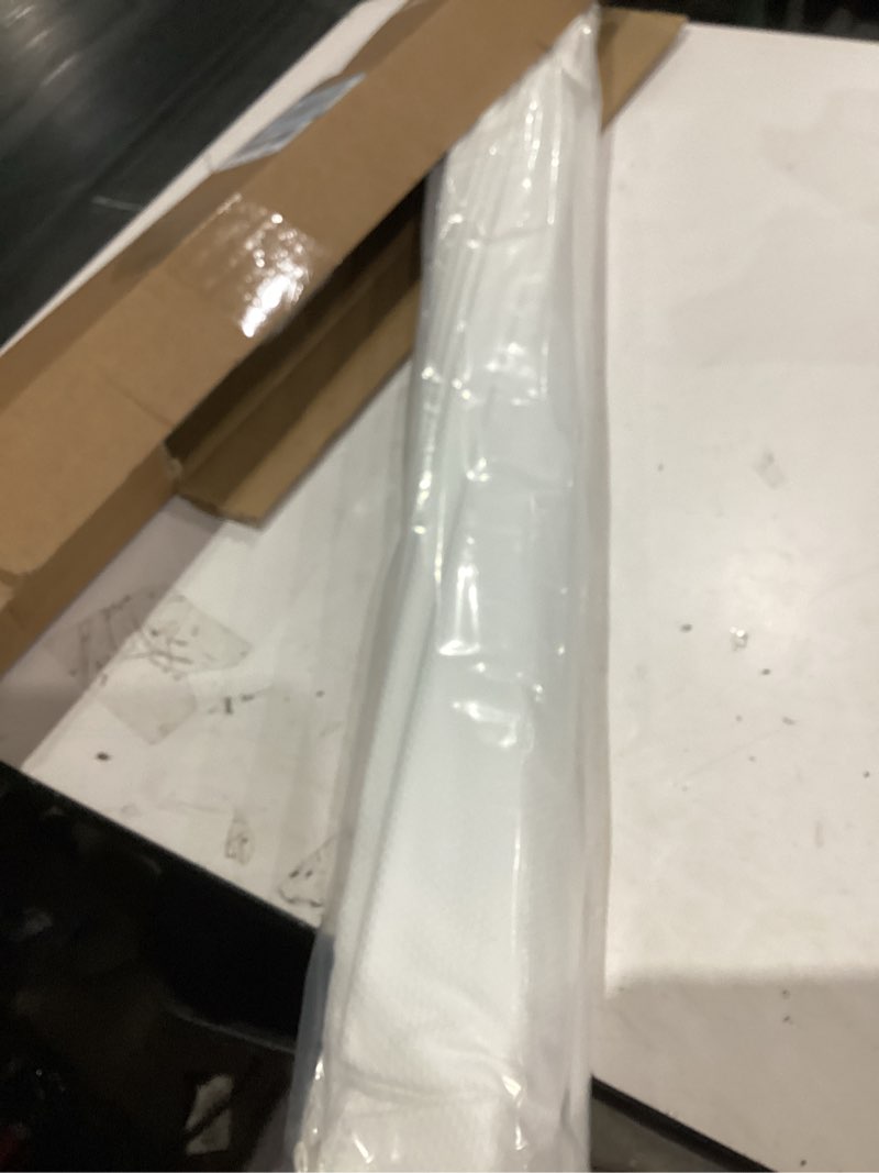 Condition photo showing As Is for Madison Park Galen Matte White Cordless Roman Shades - Fabric Privacy Single Panel Darkening, Energy Efficient, Thermal Insulated Window Blind Treatment, for Home, Living Room Decor, 35" W x 64" H Room Darkening Basketweave Matte White 35"W x 64"H