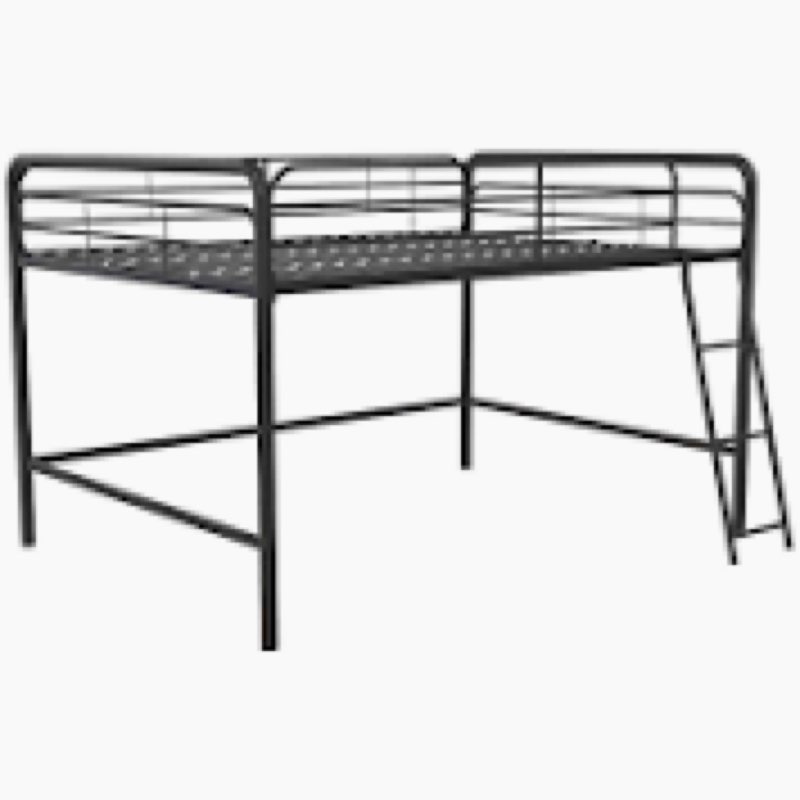 Incomplete)Lutown-Teen Low Metal Twin Loft Bed with Ladder and Guardrail for Kids or Teens, Space Saving Loft B