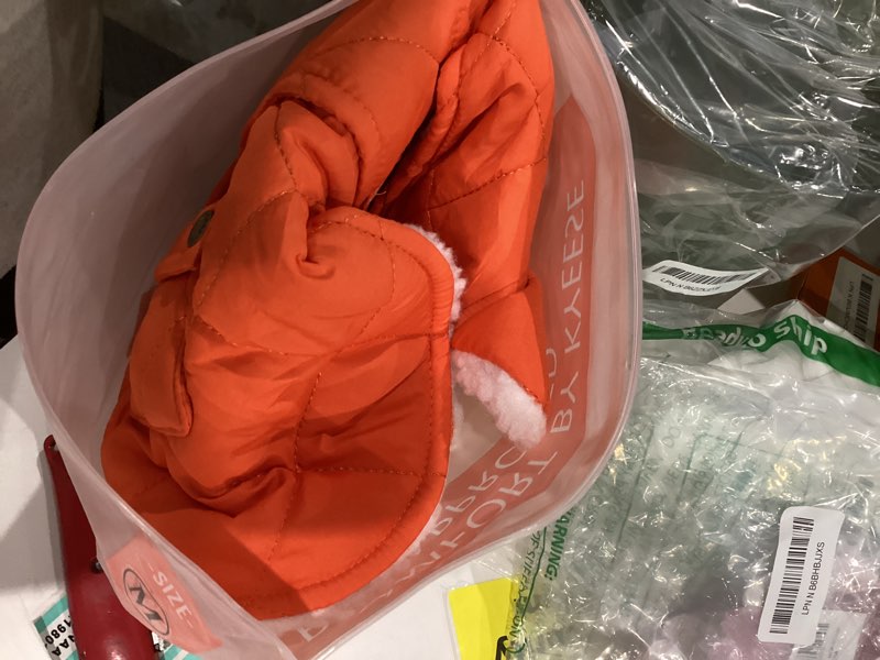 Condition photo showing New/Like New for KYEESE Dog Coat Waterproof Dogs Jacket with Fleece Lined Thick Pets Clothes with Pocket Warm Pet Winter Puffer Coat with Leash Hole Soft Pet Sweater for Cold Weather Windproof Dog Coats for Small Dogs Medium 05#Orange