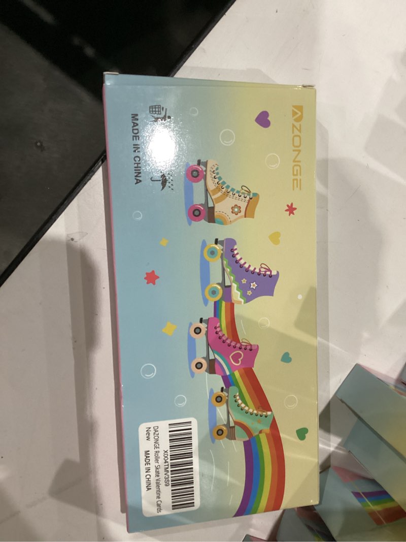 Condition photo showing New/Like New for DAZONGE 24 Packs Roller Skate Valentine's Day Cards with Slap Bracelets, Fun Valentine’s Day Gifts for Kids Classroom Exchange & School Parties