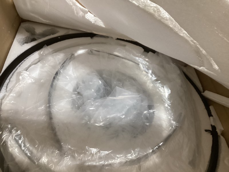 Condition photo showing New/Like New for Modern Dining Room Chandelier 22” Black Textured Glass Chandelier Luxury Drum Crystal Light Fixture Farmhouse Round Hanging Lighting for Dining Room Kitchen Island Living Room Hallway Bedroom