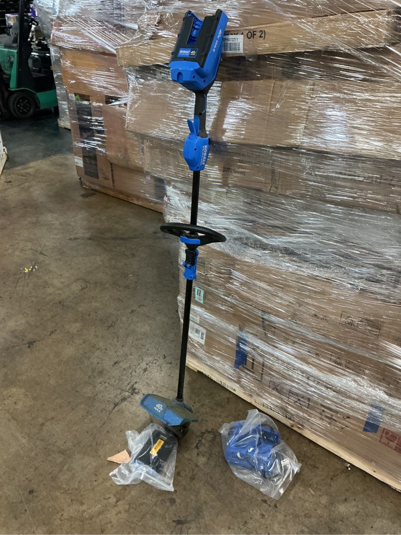 Condition photo showing As Is for kobalt gen4 40-volt 15-in straight shaft battery string trimmer 4.0 ah (battery included) (charger included)